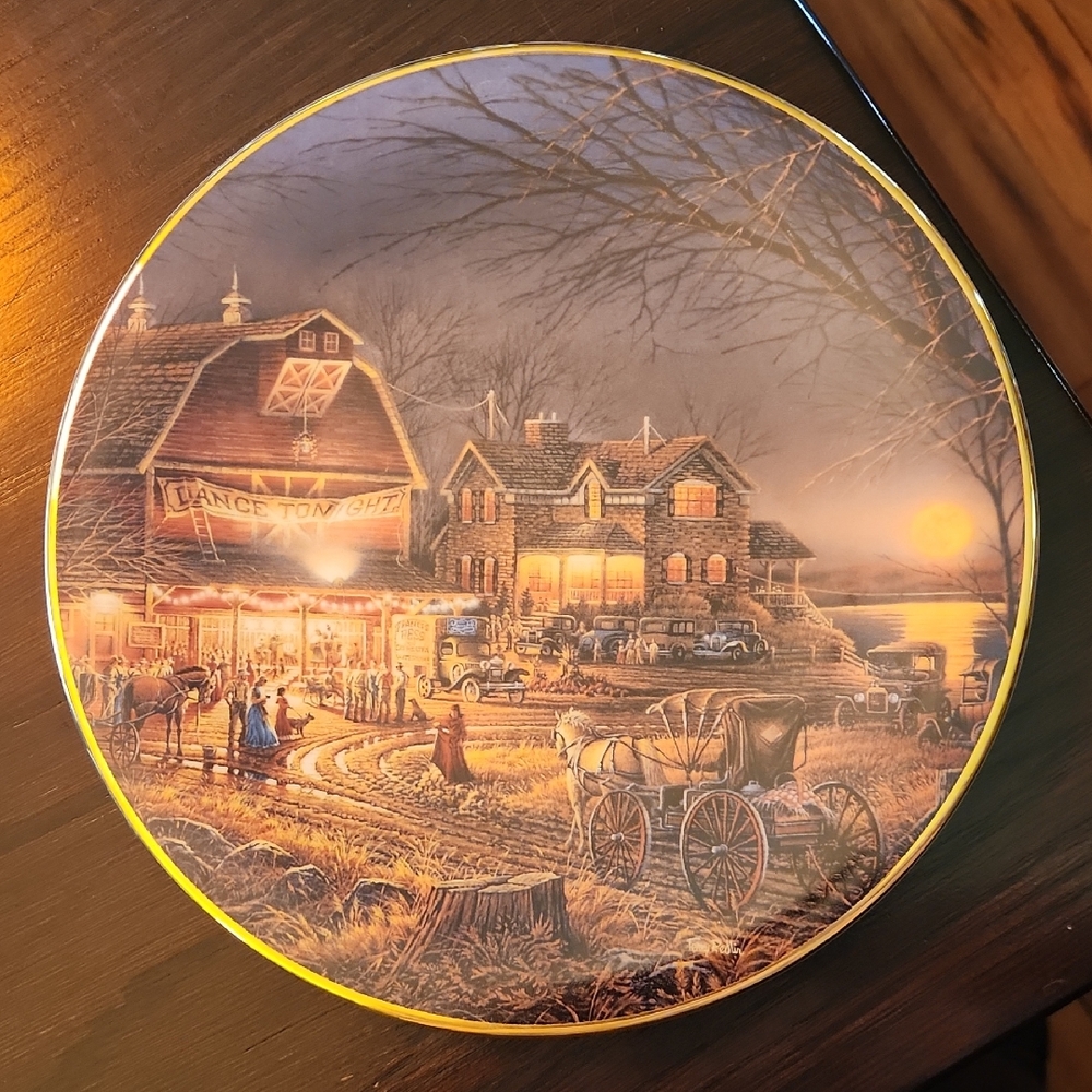 Vintage Terry Redlin Decorative Plate Titled "Harvest Moon Ball"